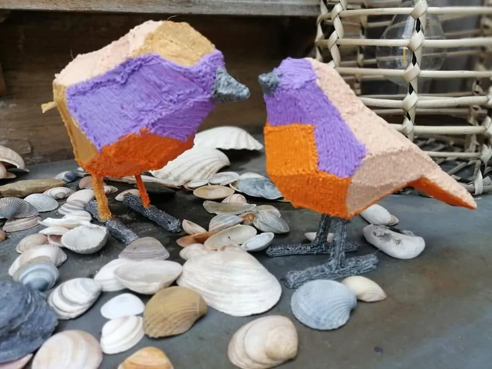 Handgemaakte 3D-vogeldecoratie, derde aanzicht